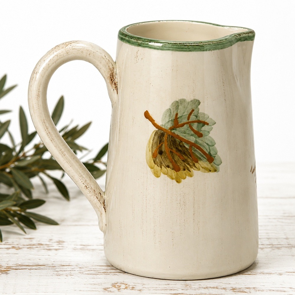 Gardeners Eden Ceramiche Toscane Italian Ceramic Pitcher Leaf‎ Rustic Country